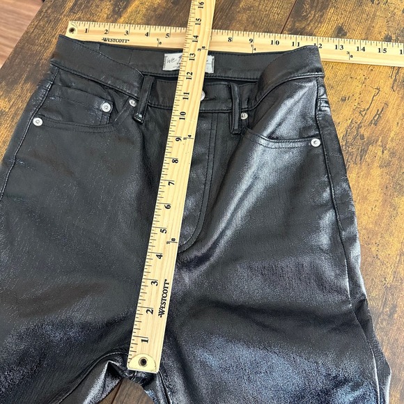 Free People Phoenix coated pants 26 black shiny high rise button fly mob wife - Picture 10 of 12